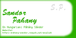 sandor pahany business card